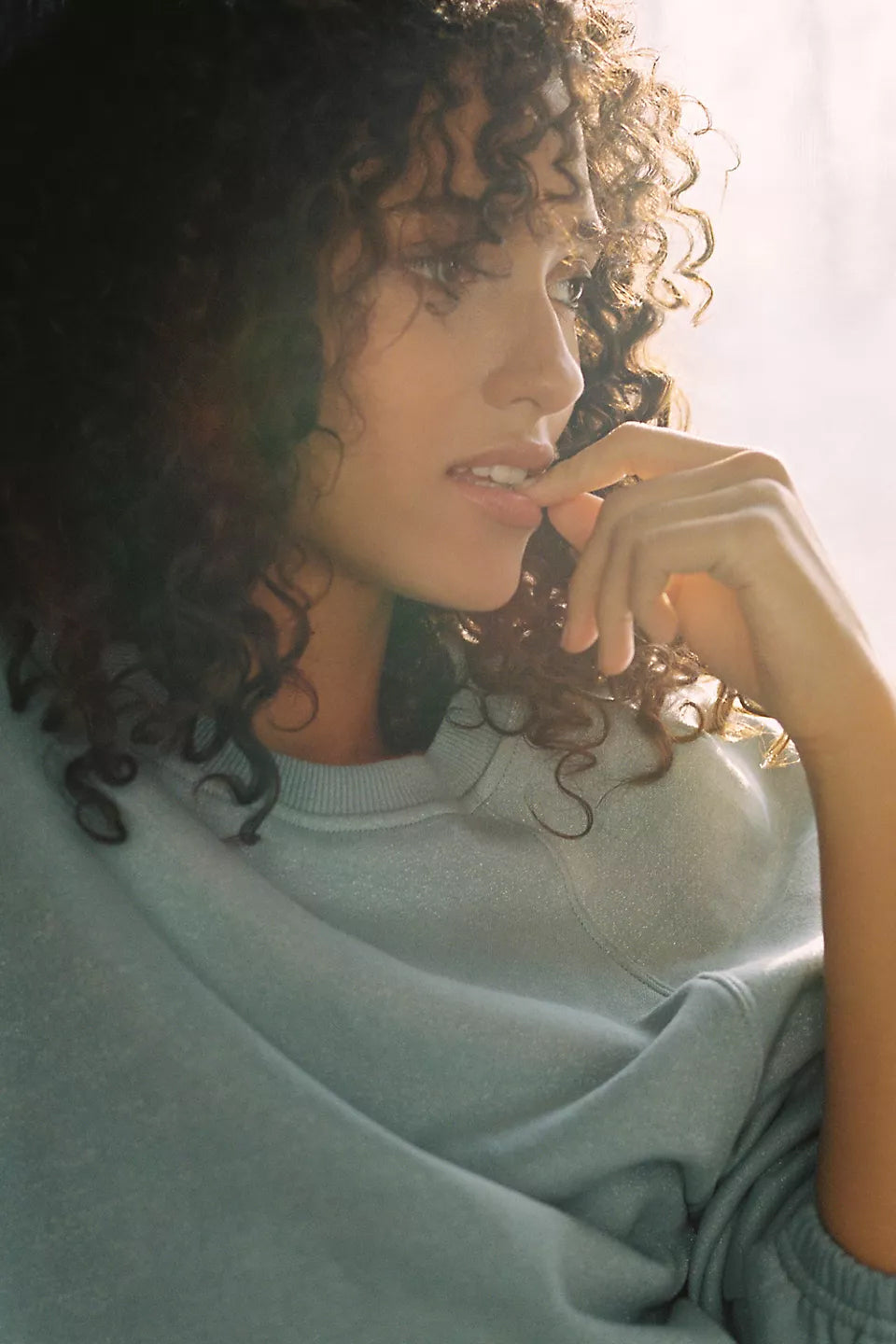 Iridescent Puff-Sleeve Sweatshirt